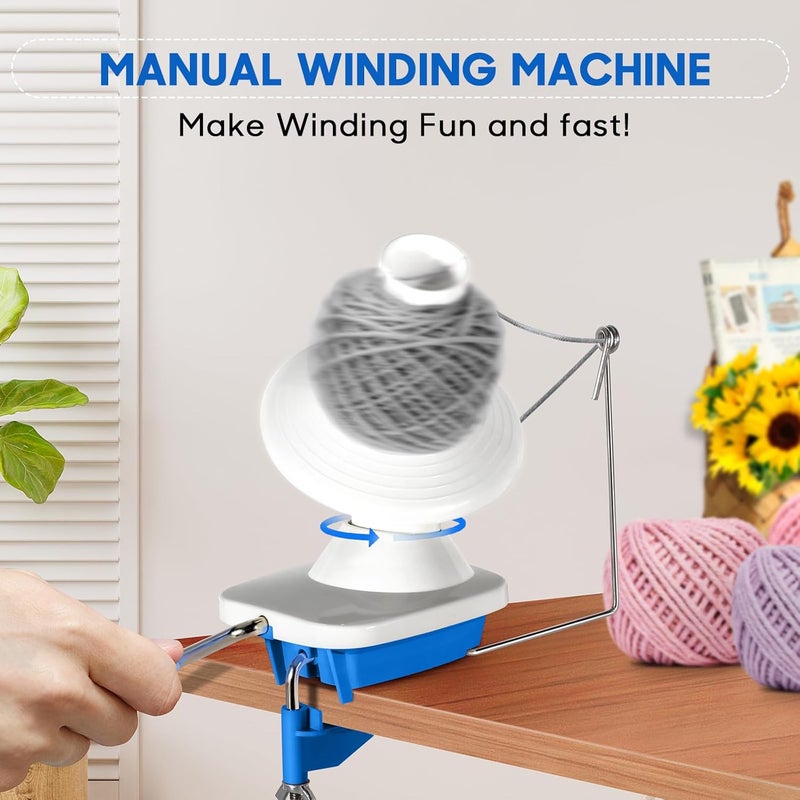 DoubleCare Yarn Winder for Crocheting, Anti-Slip Yarn Ball Winder Efficiently Make Neat Yarn Cake, Yarn Cake Winder with Lower Noise for Fiber and Wool Thread Balls, Knitting Lover's Helper Gift (Blue) - Image 3